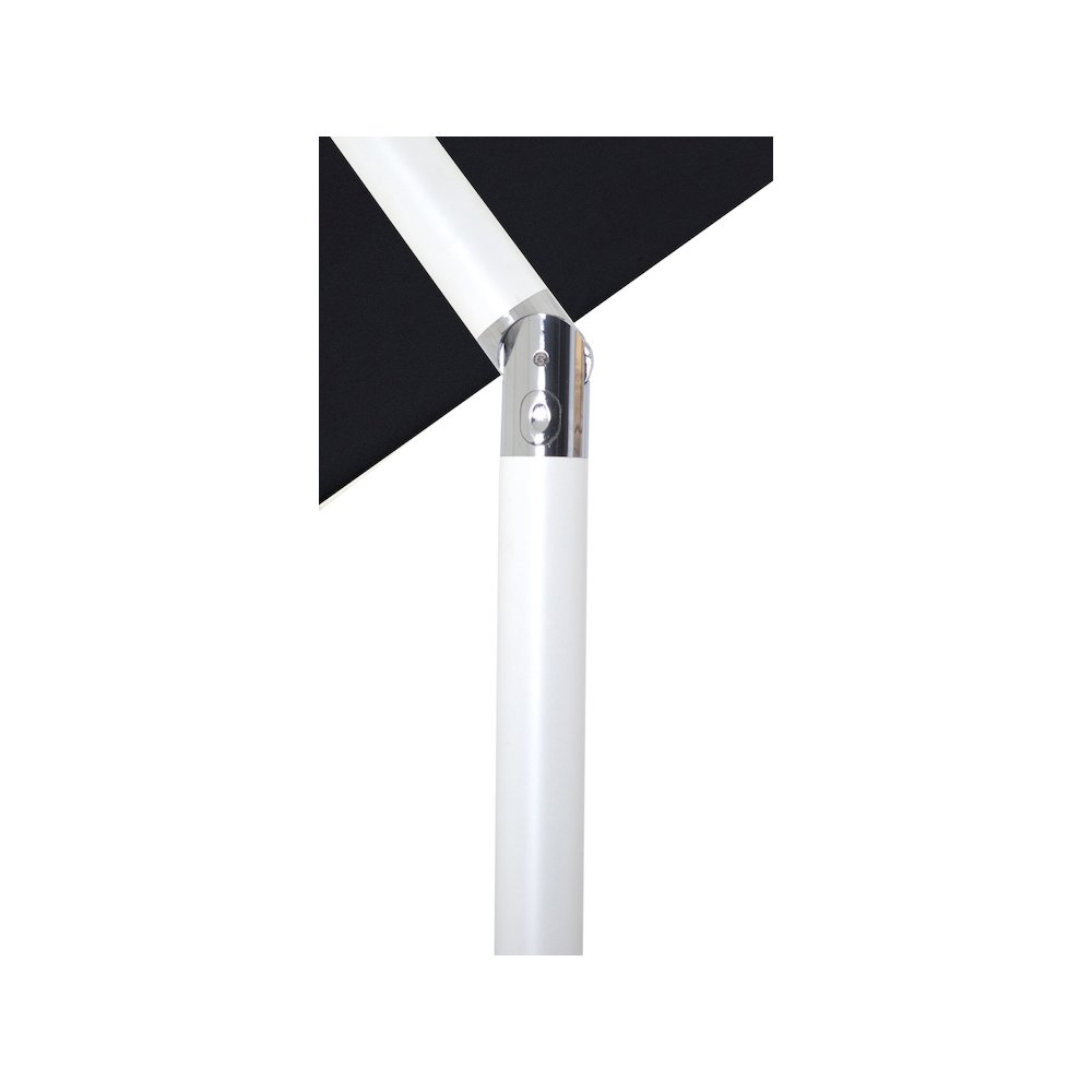 Fiji Black Fabric / Matte White Aluminum Patio Umbrella with Base Sets
