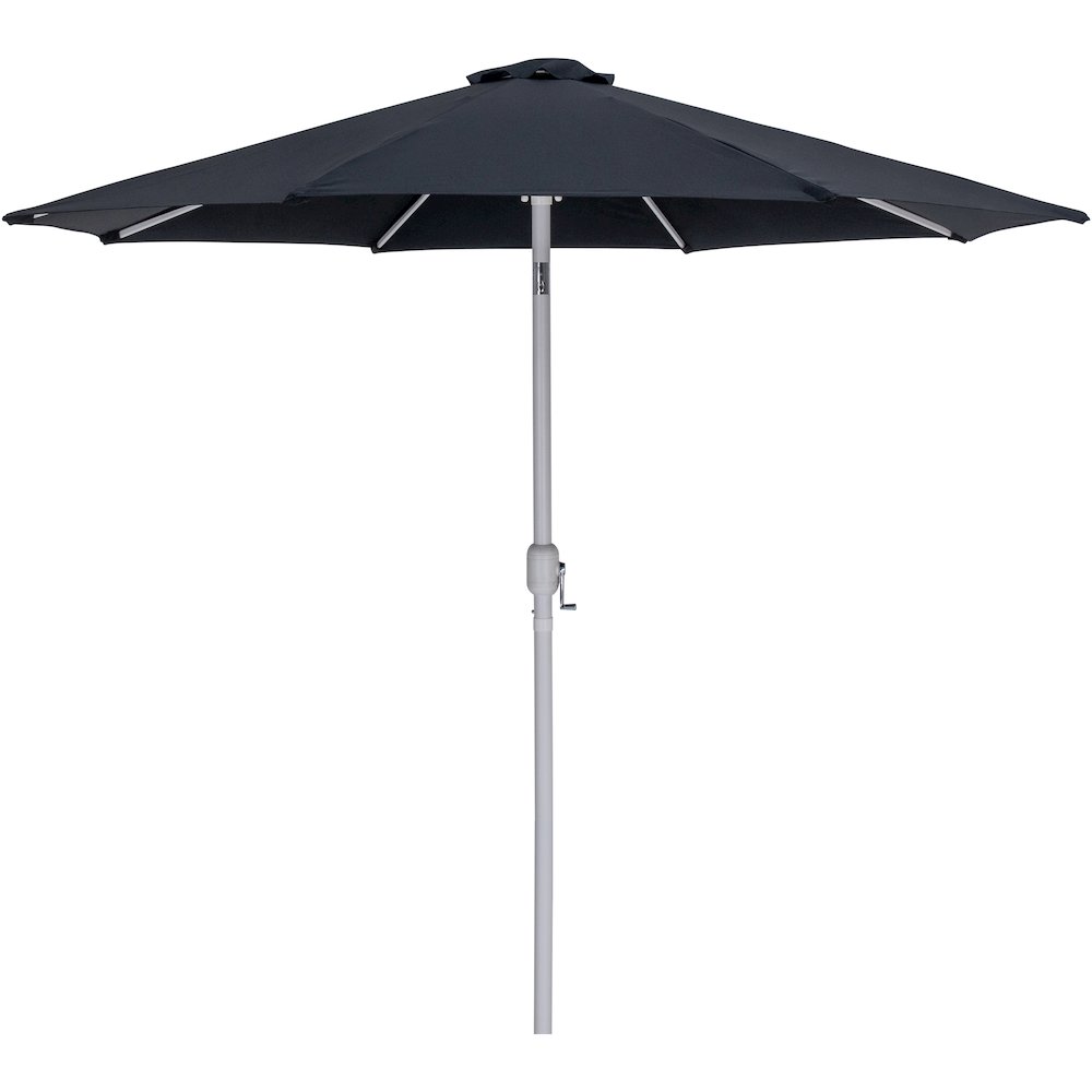 Fiji Black Fabric / Matte White Aluminum Patio Umbrella with Base Sets