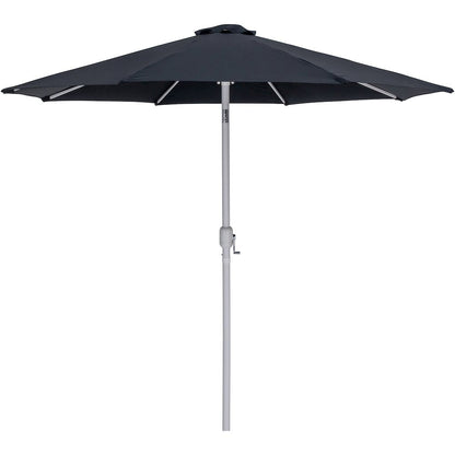 Fiji Black Fabric / Matte White Aluminum Patio Umbrella with Base Sets