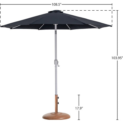 Fiji Black Fabric / Teak Aluminum Patio Umbrella with Base Sets