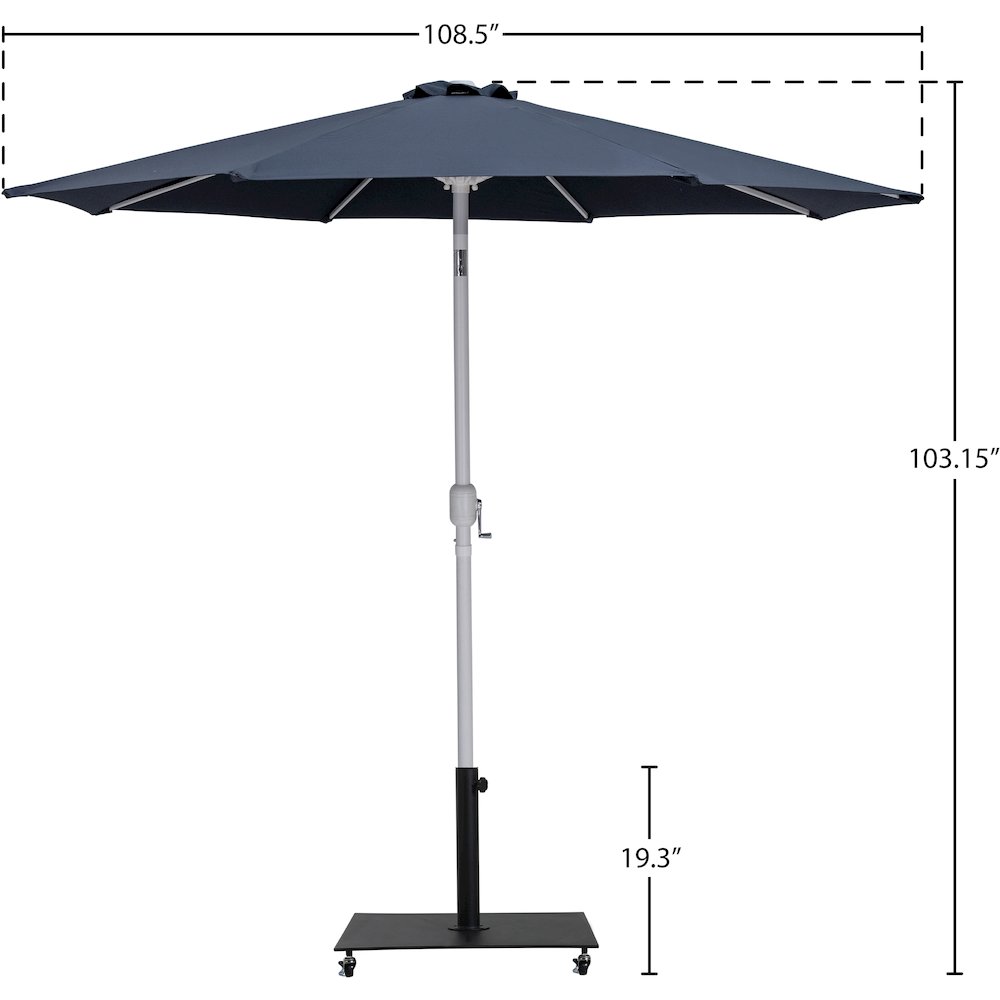 Fiji Grey Fabric / Matte Black Aluminum Patio Umbrella with Base Sets