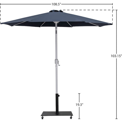 Fiji Grey Fabric / Matte Black Aluminum Patio Umbrella with Base Sets
