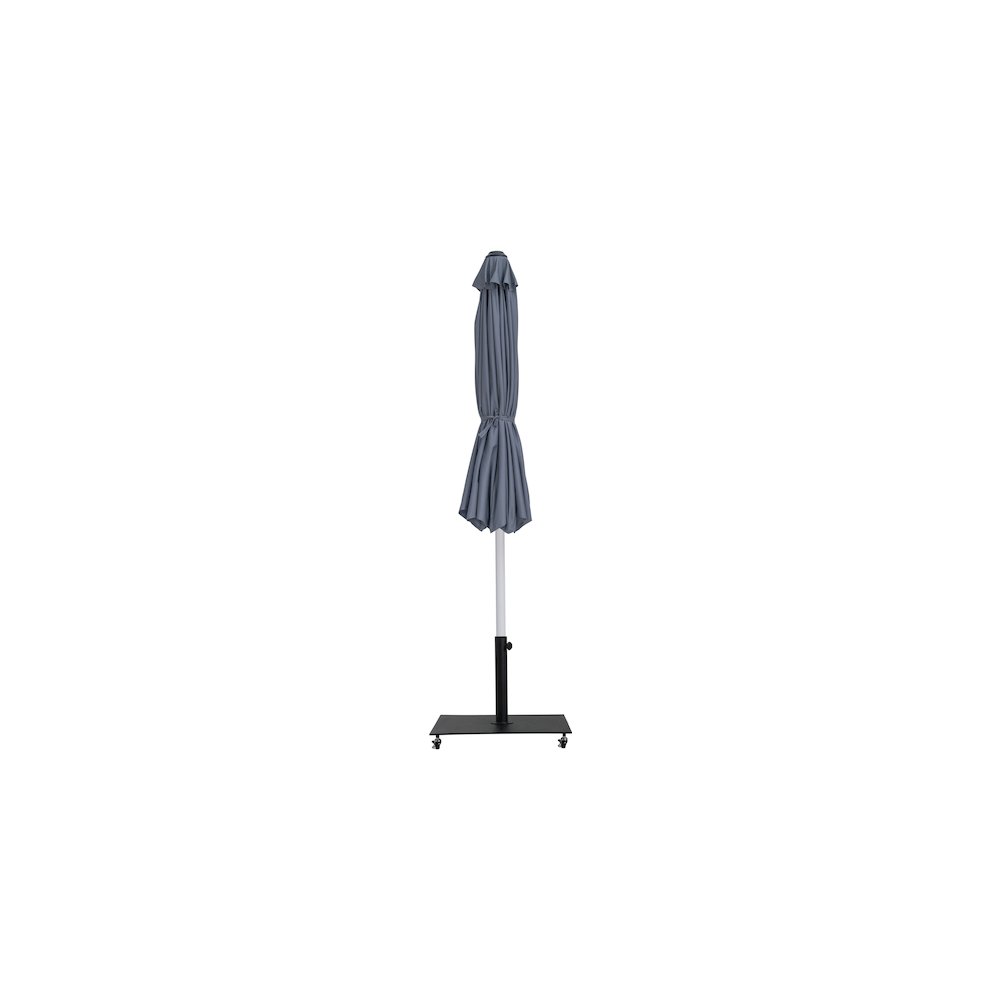 Fiji Grey Fabric / Matte Black Aluminum Patio Umbrella with Base Sets