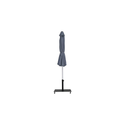 Fiji Grey Fabric / Matte Black Aluminum Patio Umbrella with Base Sets