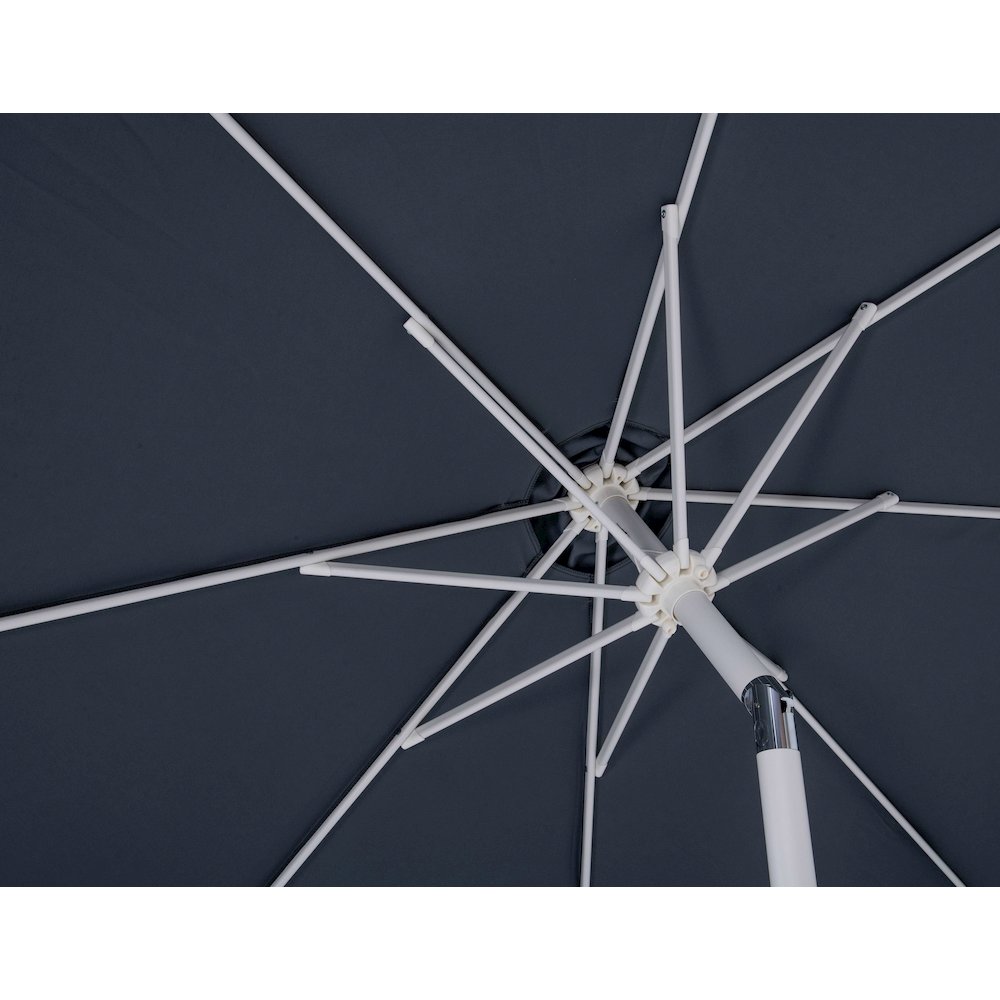 Fiji Grey Fabric / Matte Black Aluminum Patio Umbrella with Base Sets
