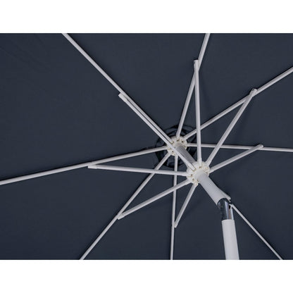 Fiji Grey Fabric / Matte Black Aluminum Patio Umbrella with Base Sets