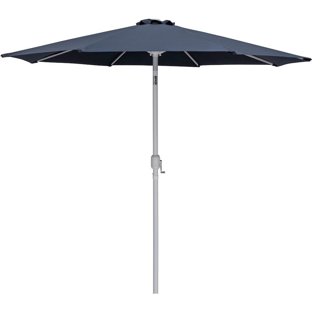 Fiji Grey Fabric / Matte Black Aluminum Patio Umbrella with Base Sets