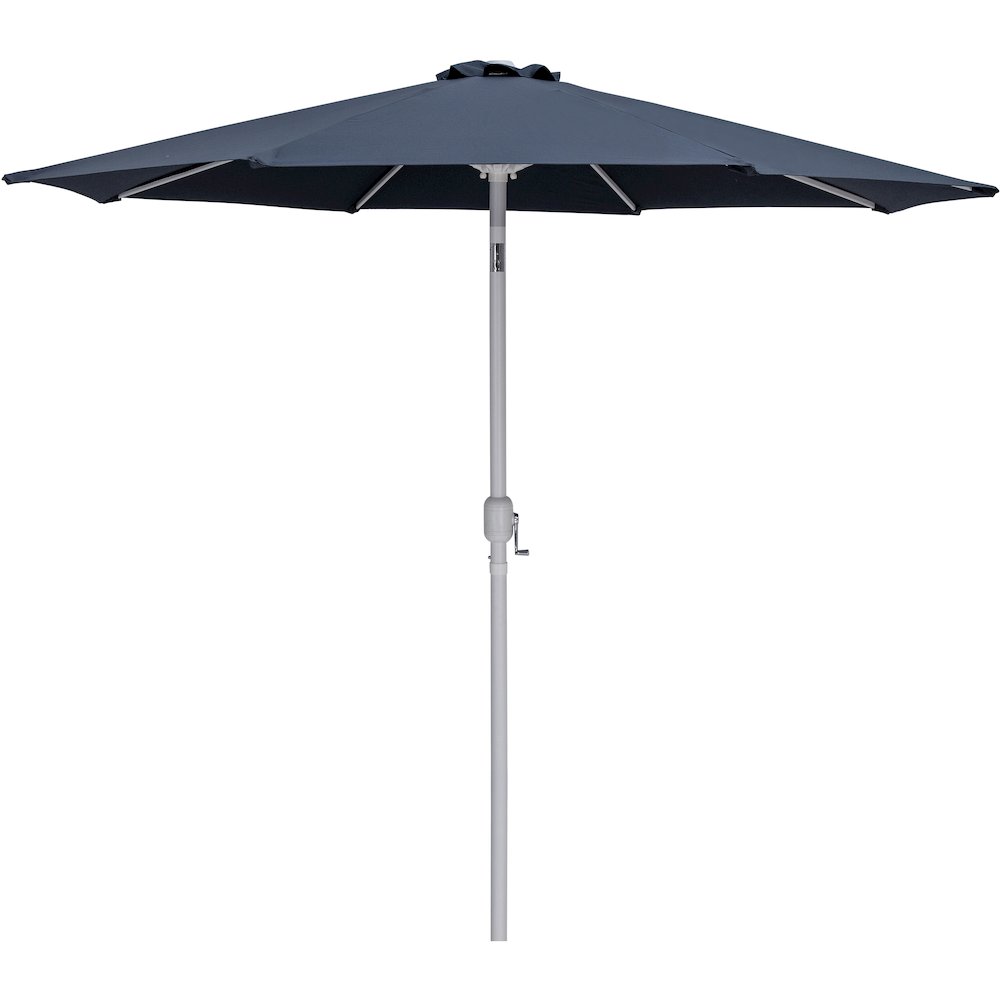 Fiji Grey Fabric / Teak Aluminum Patio Umbrella with Base Sets
