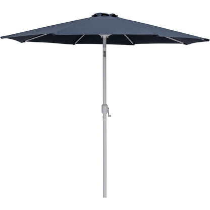 Fiji Grey Fabric / Teak Aluminum Patio Umbrella with Base Sets