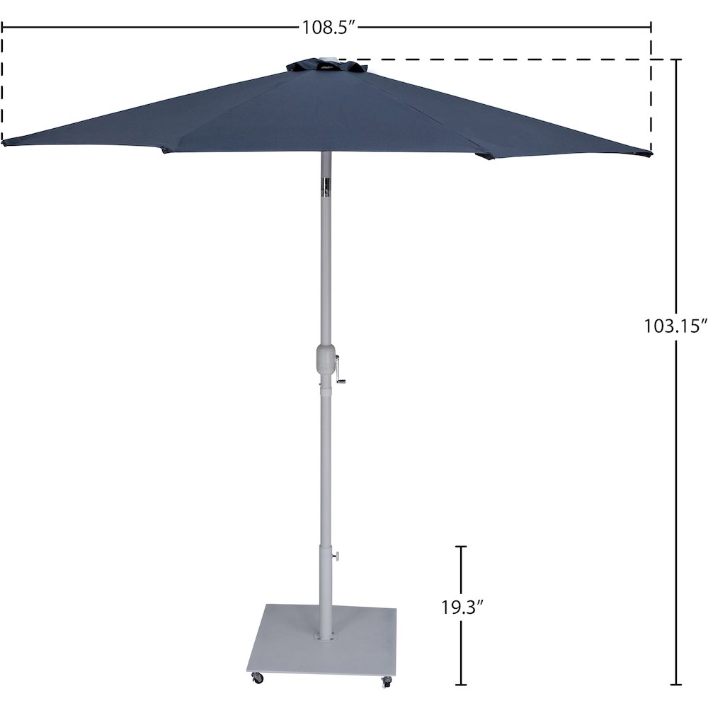 Fiji Grey Fabric / Matte White Aluminum Patio Umbrella with Base Sets