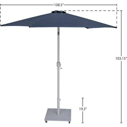 Fiji Grey Fabric / Matte White Aluminum Patio Umbrella with Base Sets
