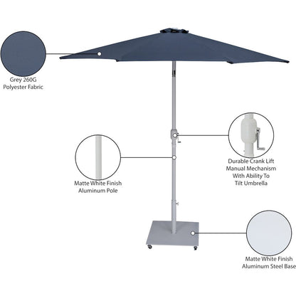 Fiji Grey Fabric / Matte White Aluminum Patio Umbrella with Base Sets