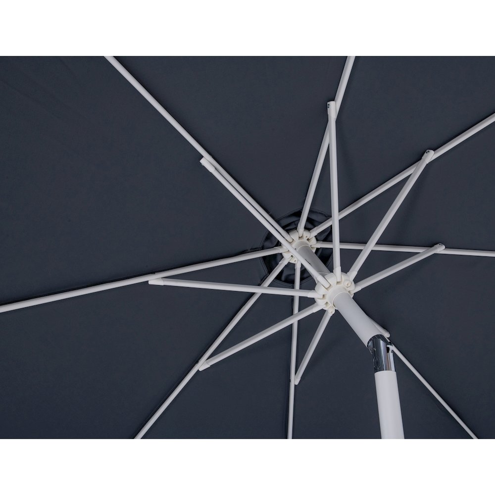 Fiji Grey Fabric / Matte White Aluminum Patio Umbrella with Base Sets