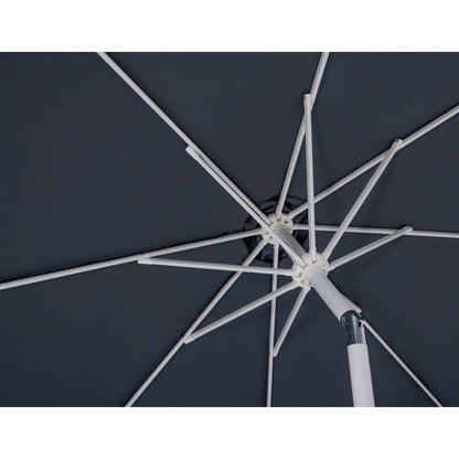 Fiji Grey Fabric / Matte White Aluminum Patio Umbrella with Base Sets