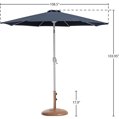 Fiji Grey Fabric / Teak Aluminum Patio Umbrella with Base Sets