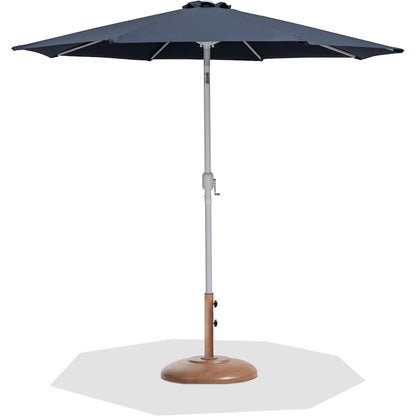 Fiji Grey Fabric / Teak Aluminum Patio Umbrella with Base Sets