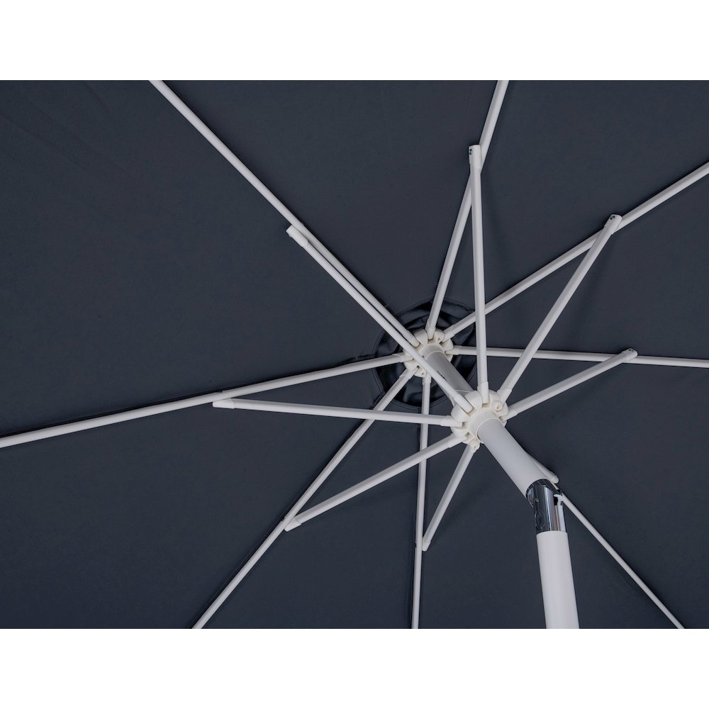 Fiji Grey Fabric / Teak Aluminum Patio Umbrella with Base Sets