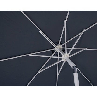 Fiji Grey Fabric / Teak Aluminum Patio Umbrella with Base Sets