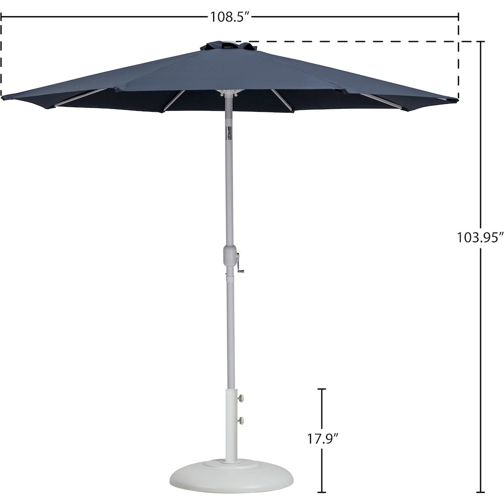 Fiji Grey Fabric / Matte White Aluminum Patio Umbrella with Base Sets