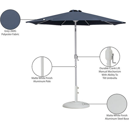 Fiji Grey Fabric / Matte White Aluminum Patio Umbrella with Base Sets