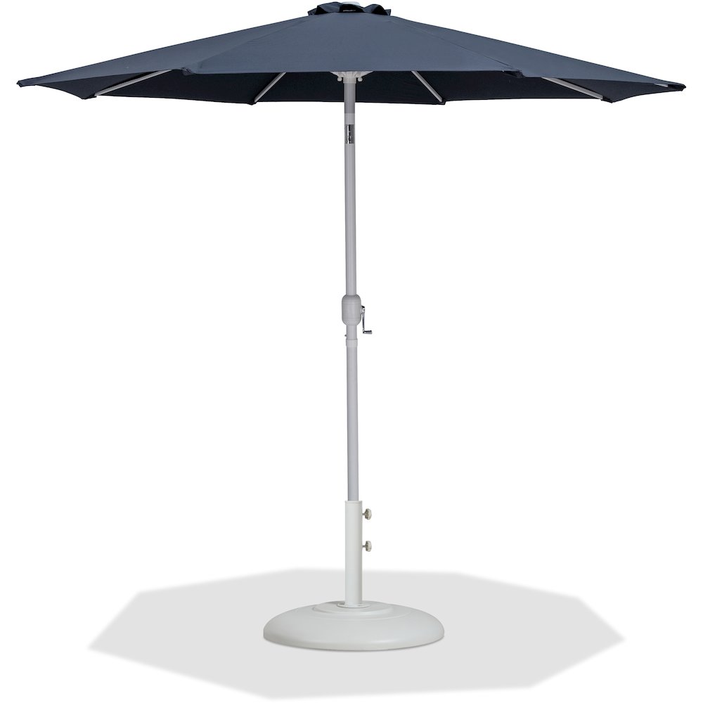 Fiji Grey Fabric / Matte White Aluminum Patio Umbrella with Base Sets