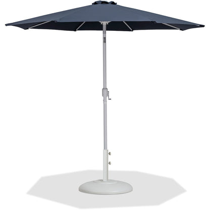 Fiji Grey Fabric / Matte White Aluminum Patio Umbrella with Base Sets