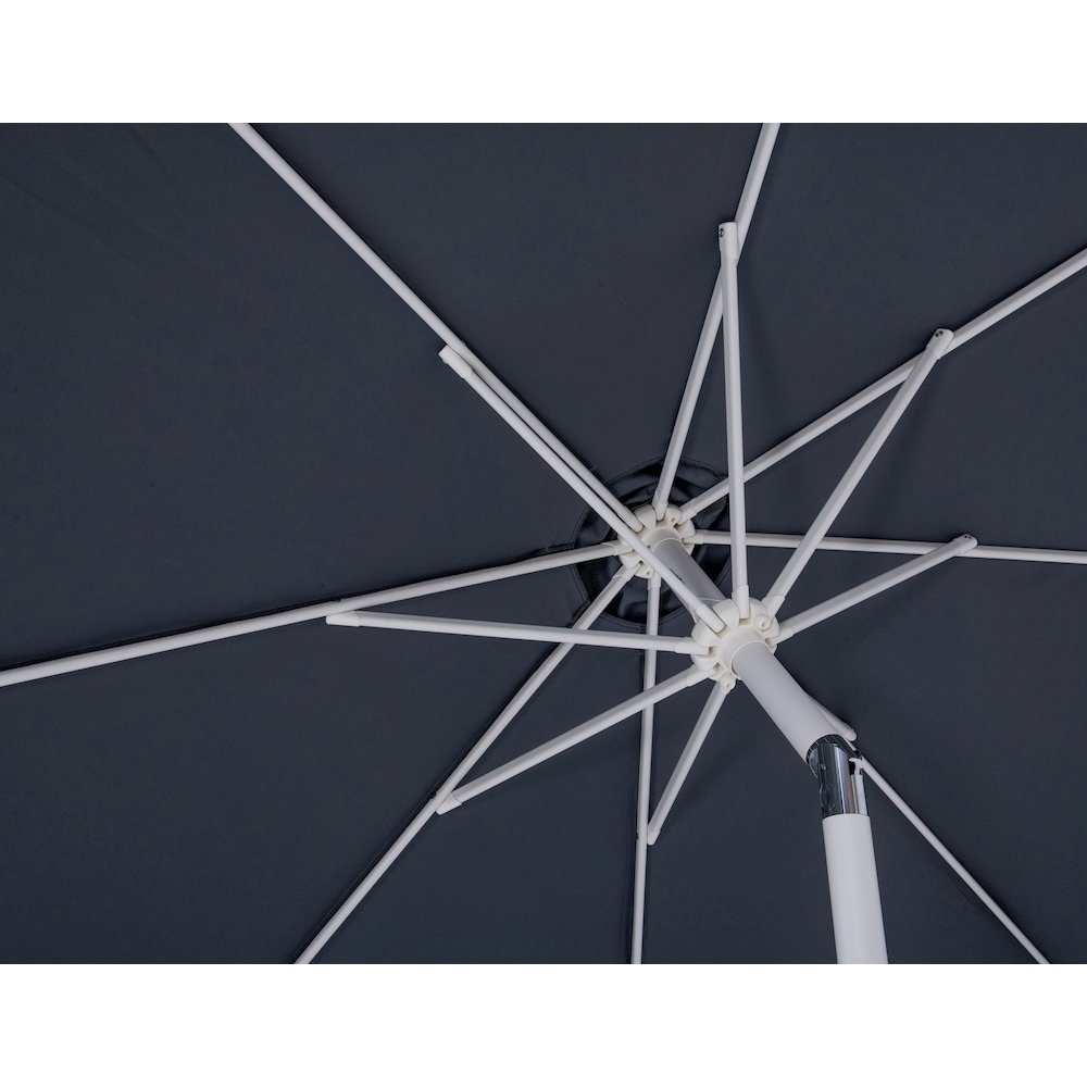 Fiji Grey Fabric / Matte White Aluminum Patio Umbrella with Base Sets