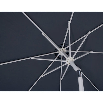 Fiji Grey Fabric / Matte White Aluminum Patio Umbrella with Base Sets