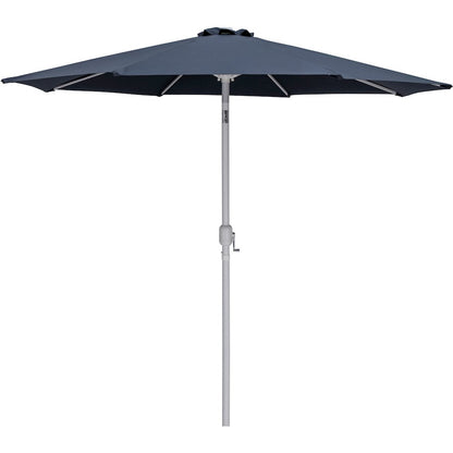 Fiji Grey Fabric / Matte White Aluminum Patio Umbrella with Base Sets