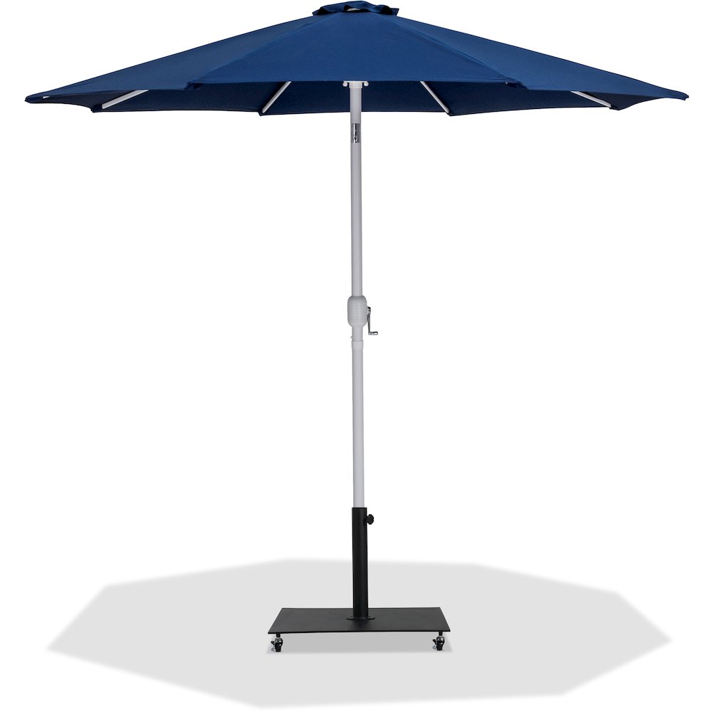 Fiji Navy Fabric / Matte Black Aluminum Patio Umbrella with Base Sets