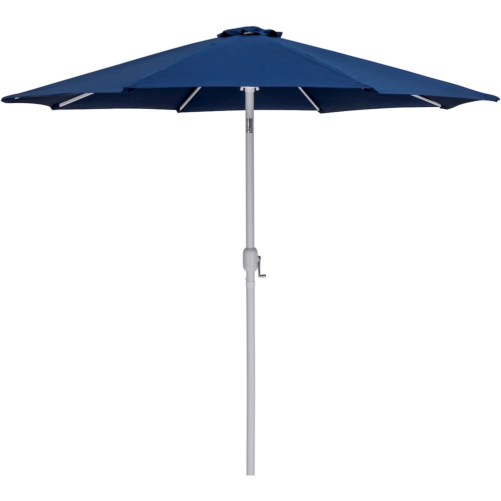 Fiji Navy Fabric / Matte Black Aluminum Patio Umbrella with Base Sets