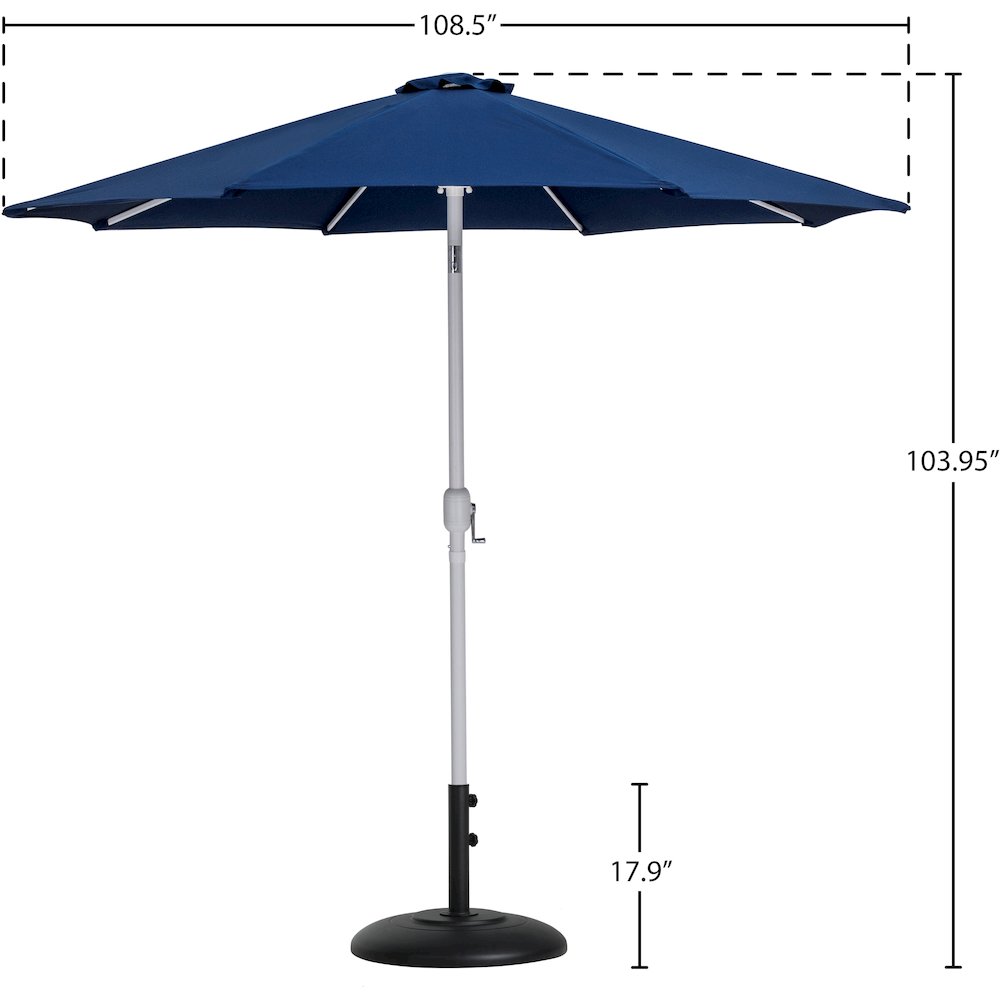 Fiji Navy Fabric / Matte Black Aluminum Patio Umbrella with Base Sets