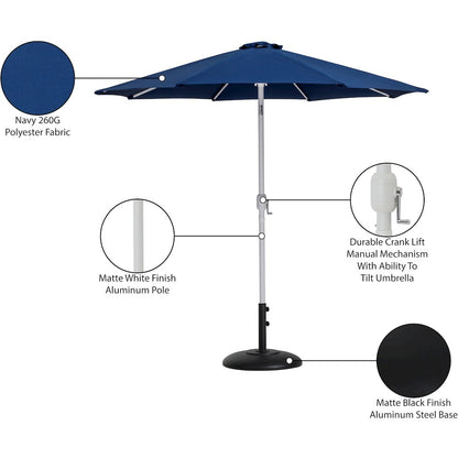 Fiji Navy Fabric / Matte Black Aluminum Patio Umbrella with Base Sets