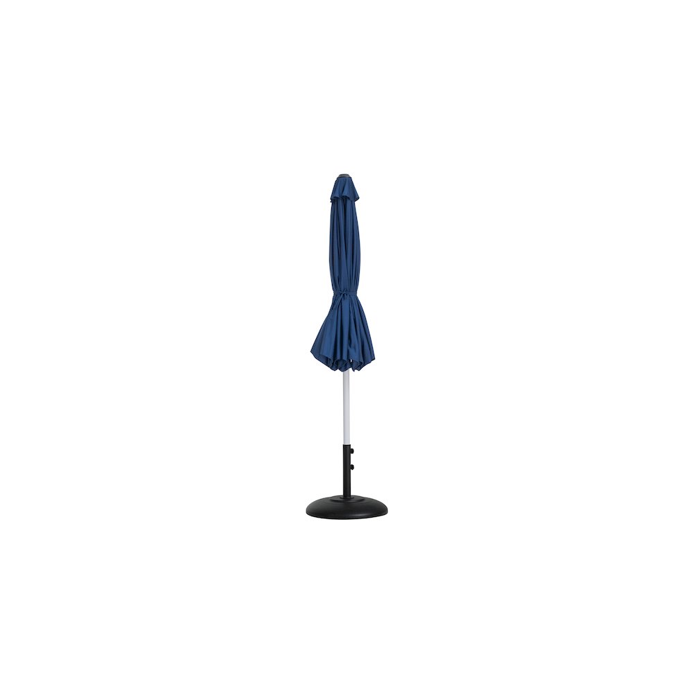 Fiji Navy Fabric / Matte Black Aluminum Patio Umbrella with Base Sets