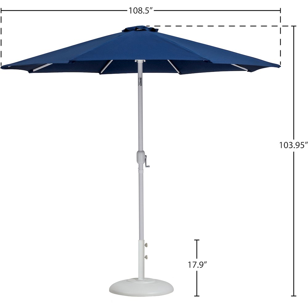 Fiji Navy Fabric / Matte White Aluminum Patio Umbrella with Base Sets