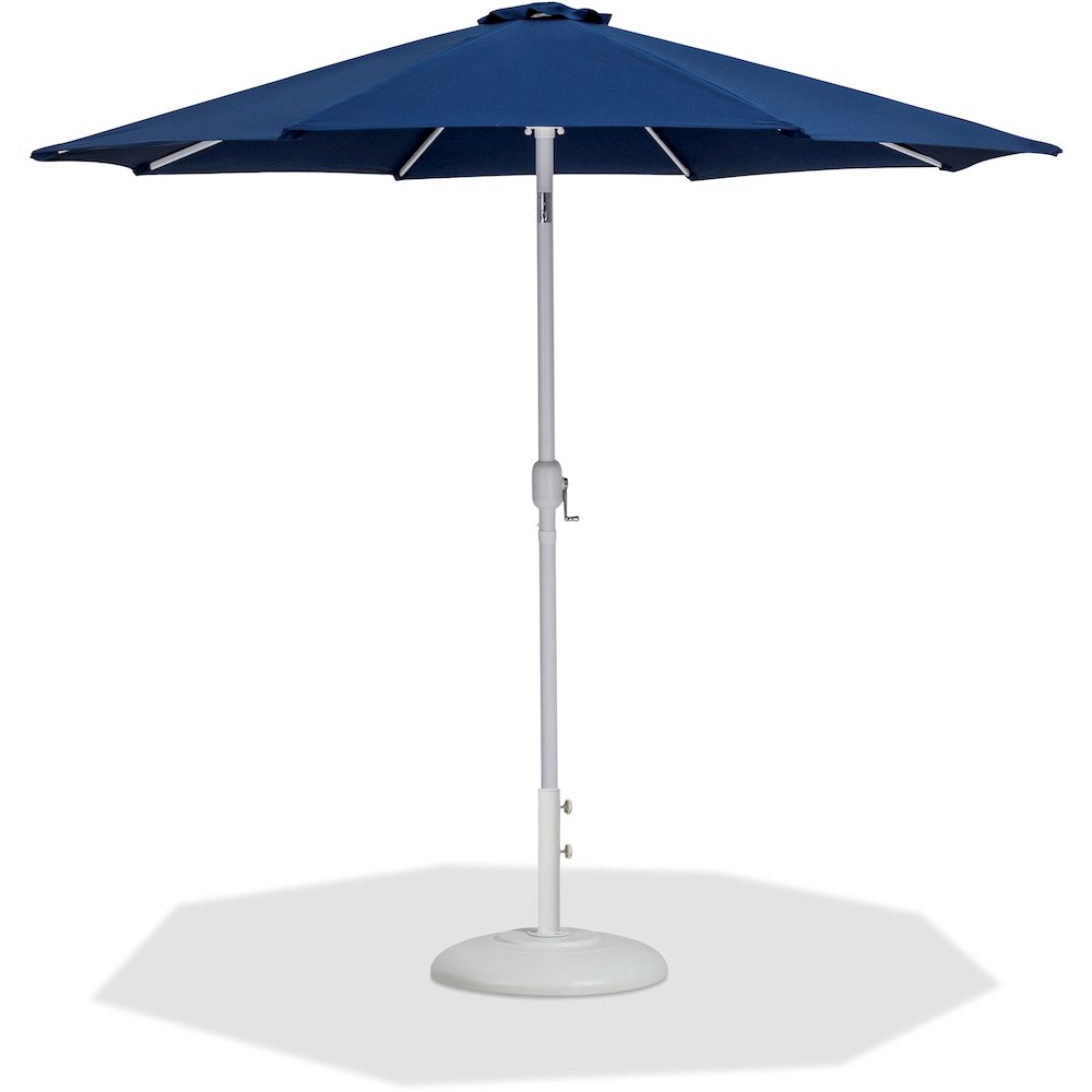 Fiji Navy Fabric / Matte White Aluminum Patio Umbrella with Base Sets