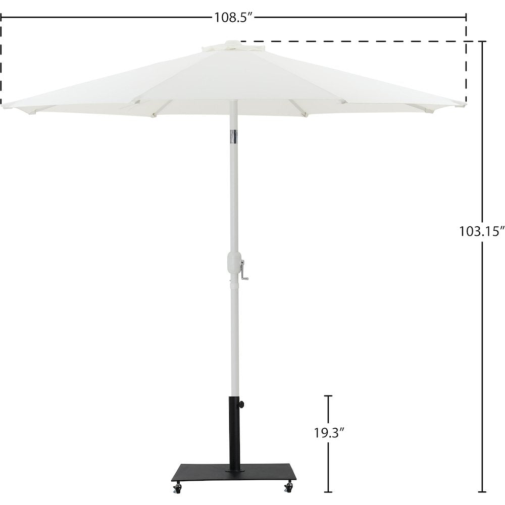Fiji White Fabric / Matte Black Aluminum Patio Umbrella with Base Sets