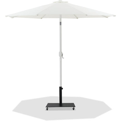 Fiji White Fabric / Matte Black Aluminum Patio Umbrella with Base Sets