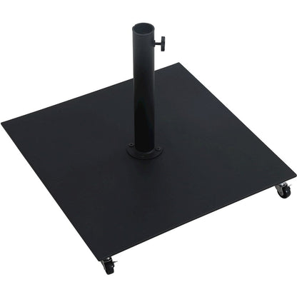 Fiji White Fabric / Matte Black Aluminum Patio Umbrella with Base Sets