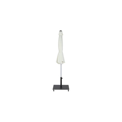 Fiji White Fabric / Matte Black Aluminum Patio Umbrella with Base Sets