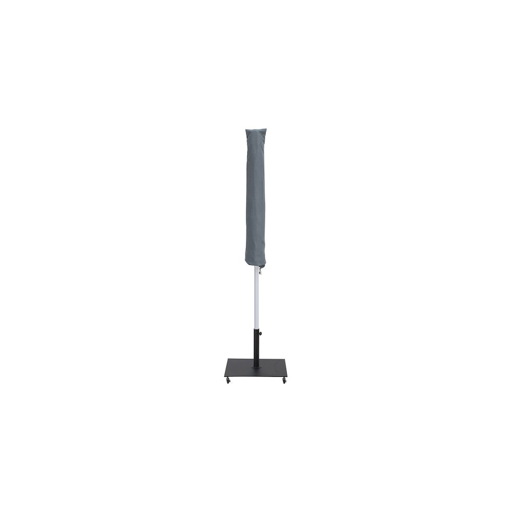 Fiji White Fabric / Matte Black Aluminum Patio Umbrella with Base Sets