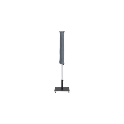 Fiji White Fabric / Matte Black Aluminum Patio Umbrella with Base Sets