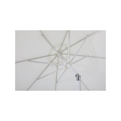 Fiji White Fabric / Matte Black Aluminum Patio Umbrella with Base Sets