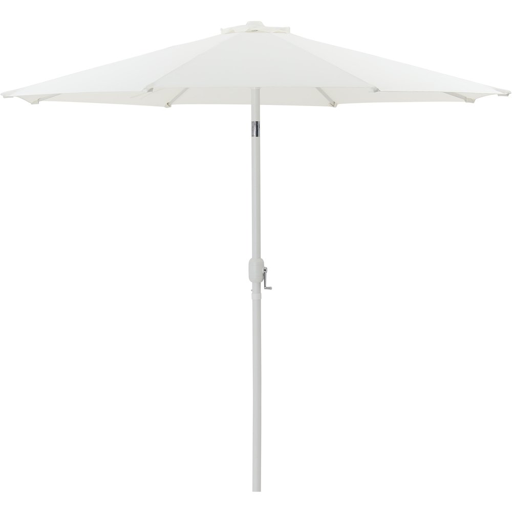 Fiji White Fabric / Matte Black Aluminum Patio Umbrella with Base Sets