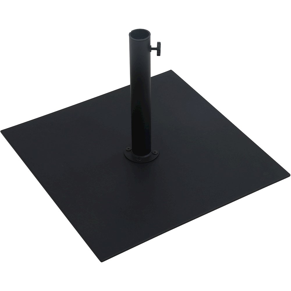 Fiji White Fabric / Matte Black Aluminum Patio Umbrella with Base Sets