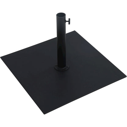 Fiji White Fabric / Matte Black Aluminum Patio Umbrella with Base Sets