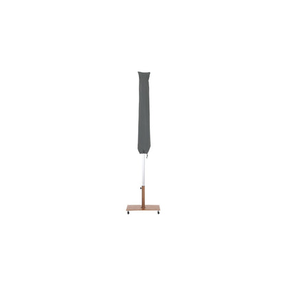 Fiji White Fabric / Teak Aluminum Patio Umbrella with Base Sets
