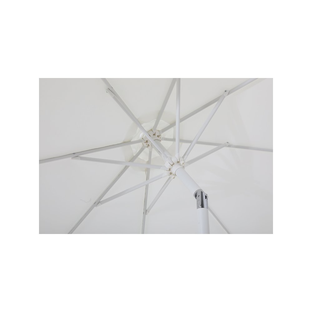 Fiji White Fabric / Teak Aluminum Patio Umbrella with Base Sets