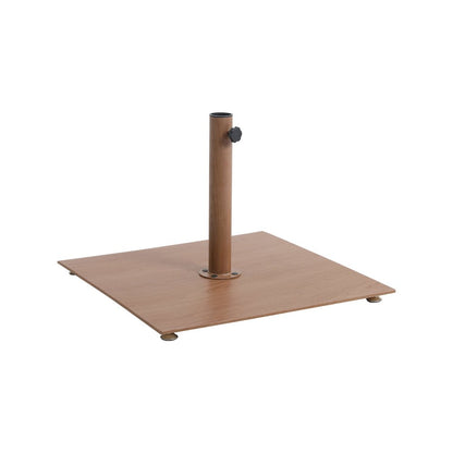 Fiji White Fabric / Teak Aluminum Patio Umbrella with Base Sets