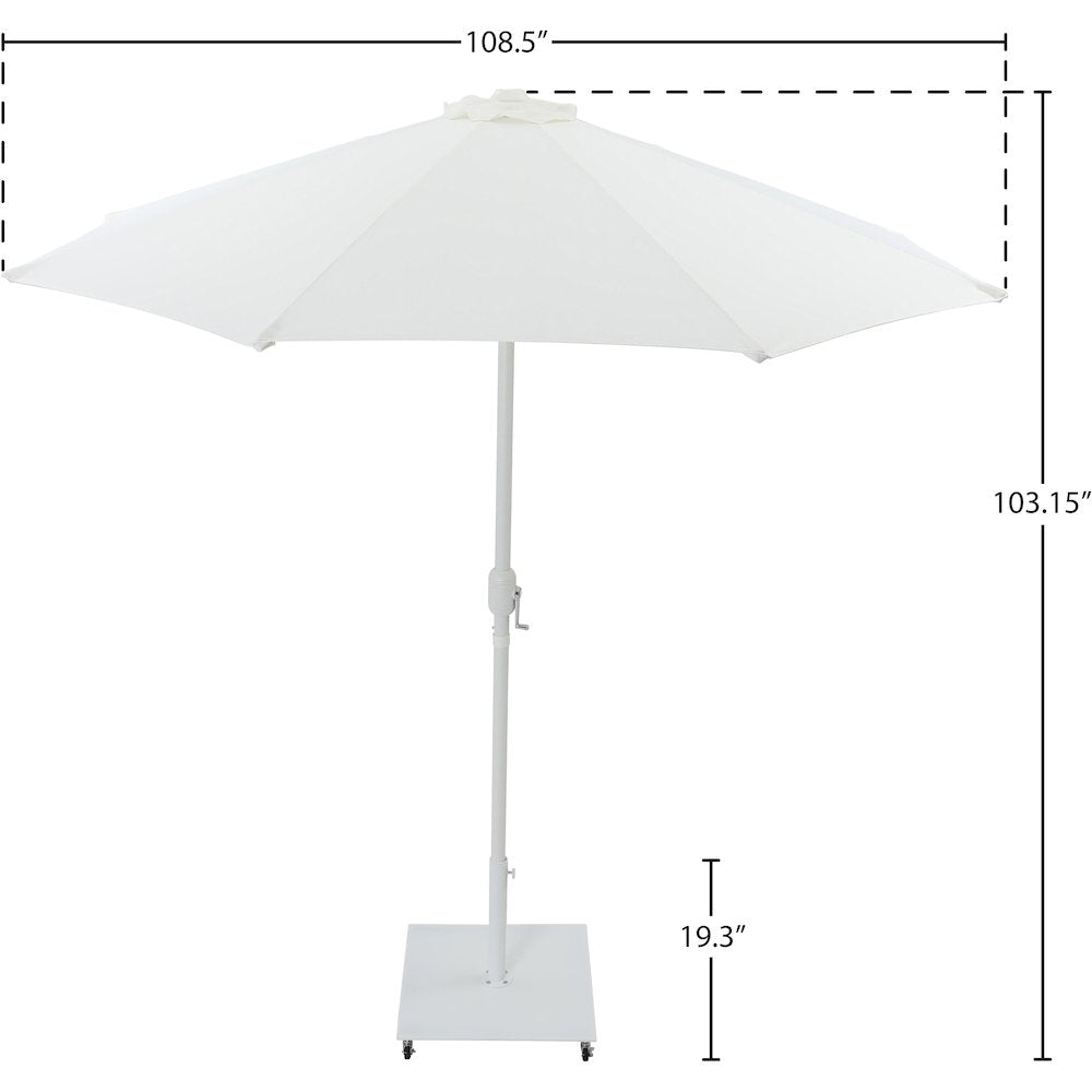Fiji White Fabric / Matte White Aluminum Patio Umbrella with Base Sets